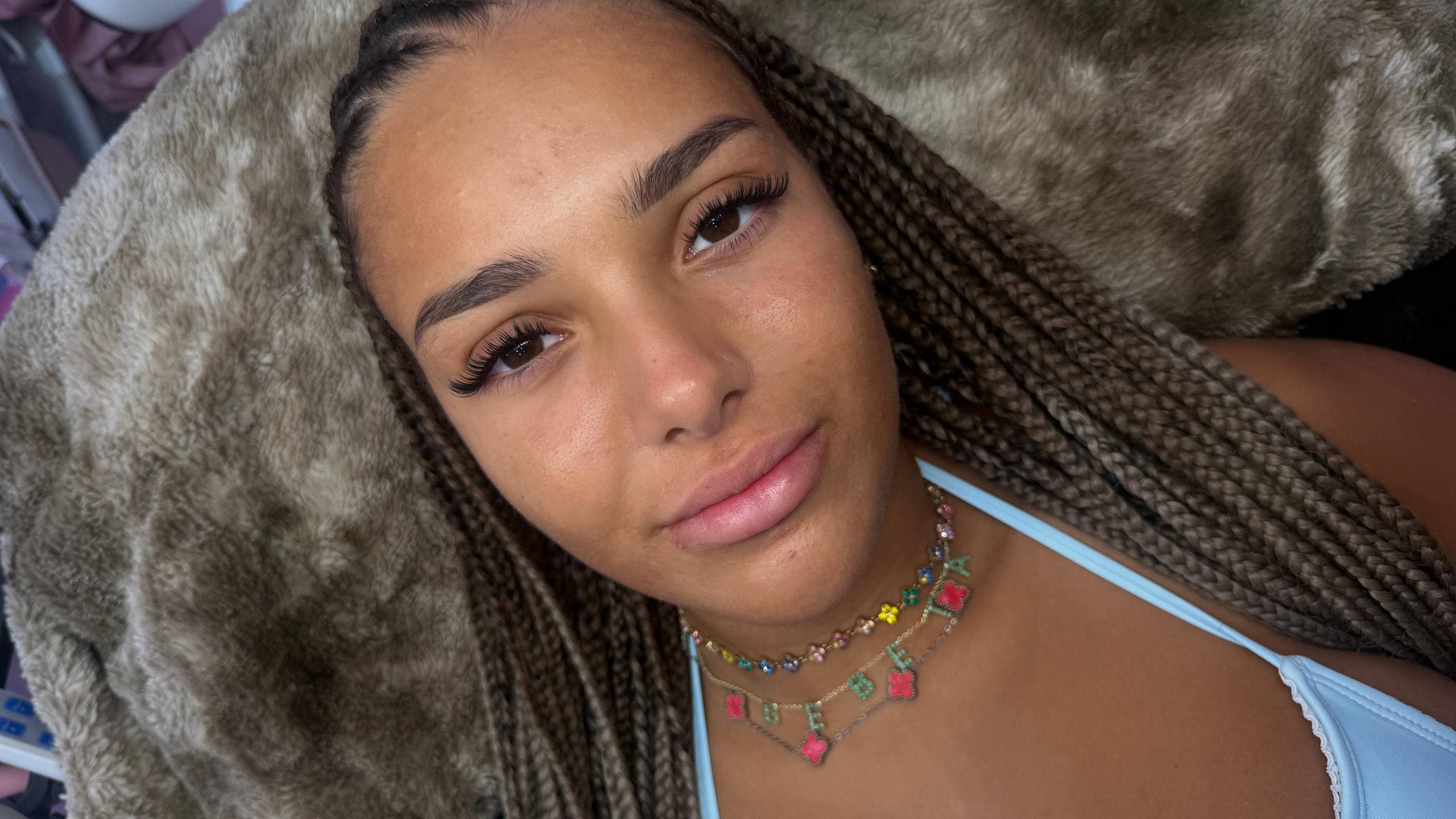 Eyelash extension client portrait